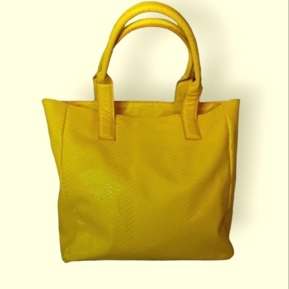 Neiman Marcus Yellow Purse Vegan Leather Spring Tote 💛 - Picture 3 of 7